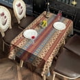 thumbnail image 5 of Red and Yellow Geometric Striped Pattern Rectangle Tablecloth 60"x102",Waterproof Polyester Rectangle Table Cloth, Wipeable Spillproof Polyester Tablecloth for Dining, Camping, Indoor and Outdoor, 5 of 6