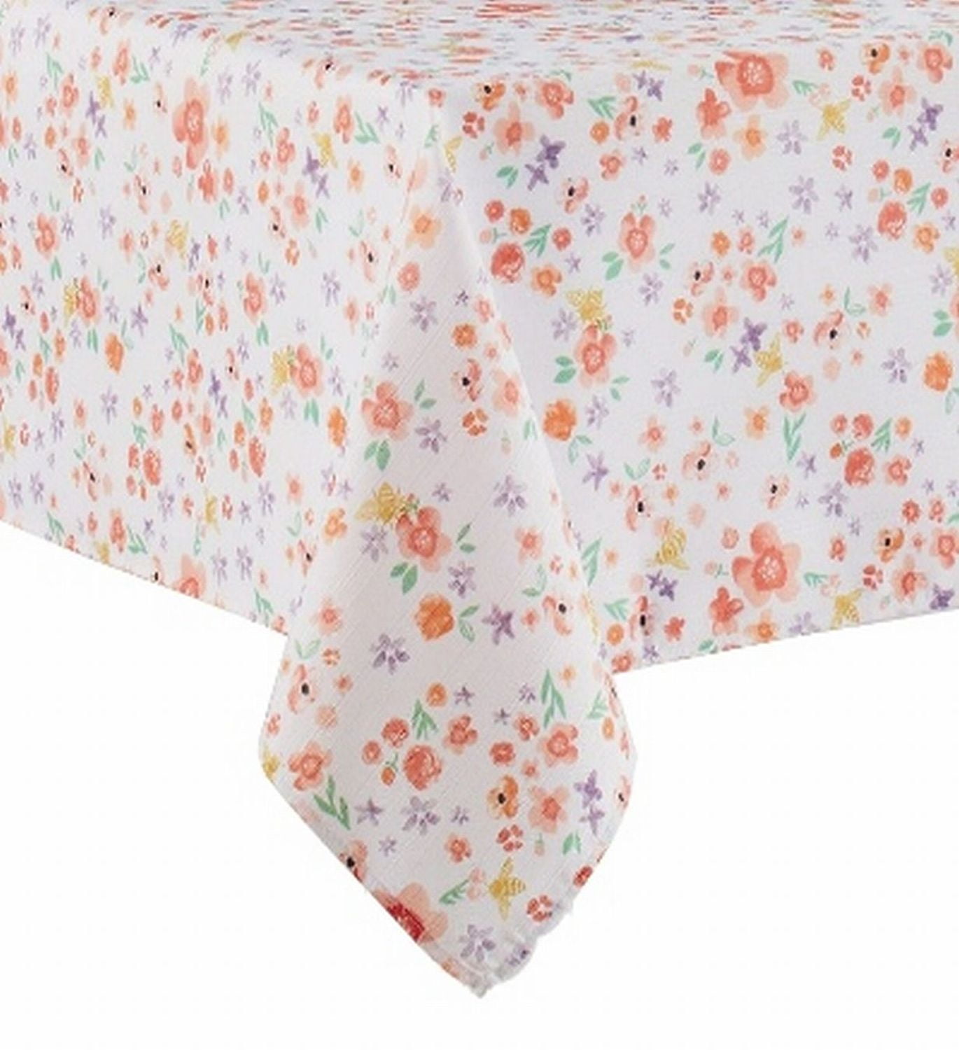 Celebrate Together Coral & Purple Floral Tablecloth Fabric Table Cloth