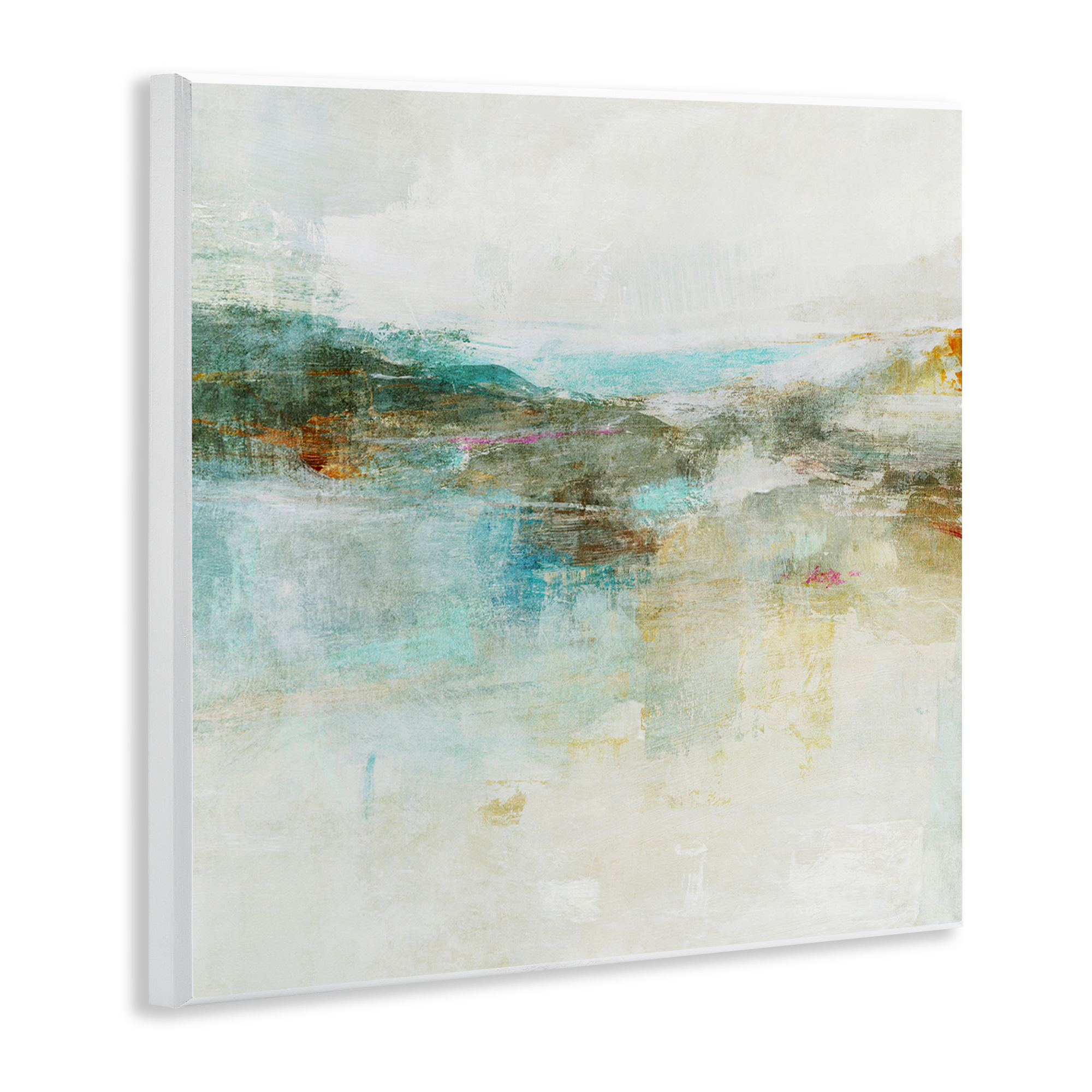 Stupell Industries Hills & Water Abstraction Abstract Painting Unframed Art Print Wall Art, 12 x 12