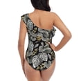 thumbnail image 5 of Picia Rose Flowers Pattern Women's One Piece Swimsuits,One Shoulder Swimwear Asymmetric ,Ruffle Monokinis Bathing Suits,High Waisted Flattering Bathing Suits-X-Large, 5 of 8