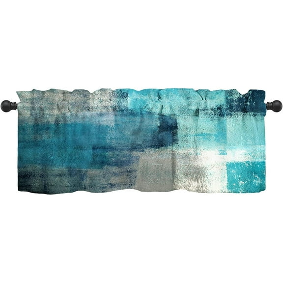 Turquoise Kitchen Curtains Abstract Art Valances for Windows Blackout Window Treatment Valances Rod Pocket Curtain Valance for Bathroom Bedroom Living Room Cafe,52 X 18 Inch,1 Panel