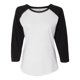 thumbnail image 1 of Camiseta de béisbol de manga 3/4 raglán de jersey fino para mujer LAT (3530) Blanco/Negro, XL LAT 3530, 1 of 1