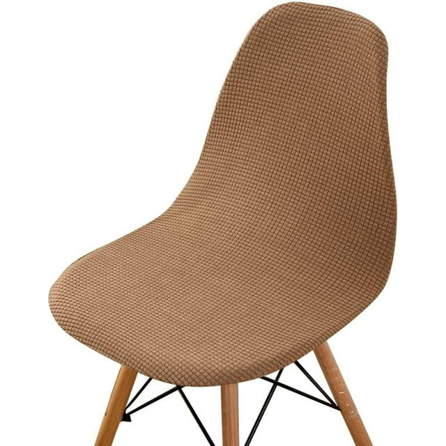 Corduroy Scandinavian Dining Room Chair Covers, Armless Chair Slipcovers Shell Chairs Covers Removable Washable for Kitchen, Bedroom, Living Room (Camel,2 PCS)
