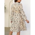 thumbnail image 3 of Cupshe Women's A Line Midi Dress Flowy Swing Speckled Print Long Sleeve High Neck Ruffle Fall Dress Multicoloured, 3 of 7