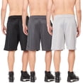 thumbnail image 4 of Essential Elements 3 Pack: Mens Active Athletic Workout Gym Open Mesh Shorts with Pockets Medium, Black, Charcoal Grey, Light Grey, 4 of 4