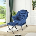 thumbnail image 2 of Garvee Lazy Chair with Ottoman, Large Lounge Accent Chair, Comfy Armchair with Folding Footrest,Reading Armchair with Side Pocket for Living Room, Bedroom, Dorm & Office, 2 of 8