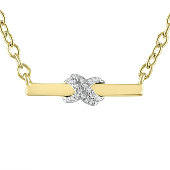 Ladies Brilliance Fine Jewelry Diamond Accent X Bar Necklace in 14K Gold Plated Sterling Silver