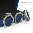thumbnail image 2 of 3pc Couples Wedding Ring Sets His And Hers Women Sterling Silver Green Moissanite and men Wedding Bands Together With Ring Gift Jewelry Box, 2 of 7