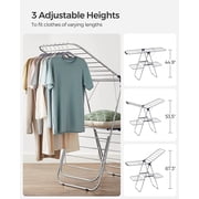 Clothes Drying Rack Foldable with Height-Adjustable Wings 33 Drying Rails Sock Clips Silver and Blue