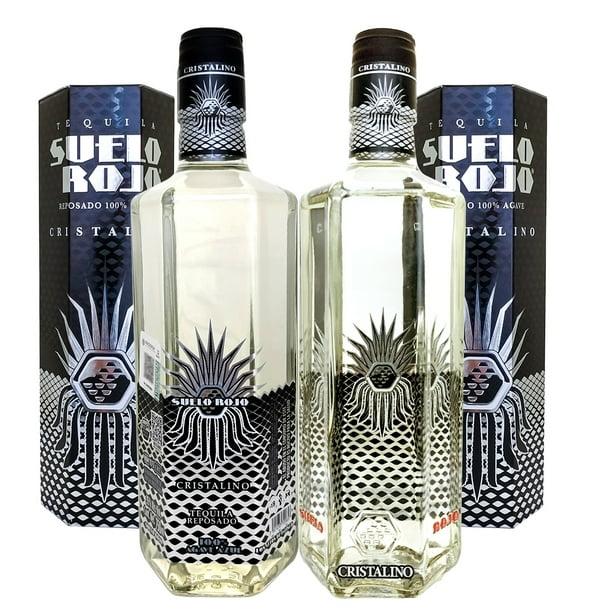 Duo Pack Tequila Suelo Rojo Reposado Cristalino 100% Agave 750 ml Suelo Rojo Tequila Reposado Cristalino