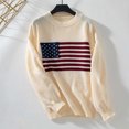 thumbnail image 2 of Tricot à la Mode Automne Hiver pour Femmes Motif Drapeau National Col Rond Manches Longues Décontracté Confortable Chaud, 2 of 8
