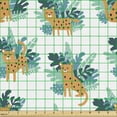 thumbnail image 2 of Ambesonne Animals Fabric by the Yard Upholstery, Cheetah Greenery Pattern, 2 Yards, Orange Dark Teal, 2 of 5