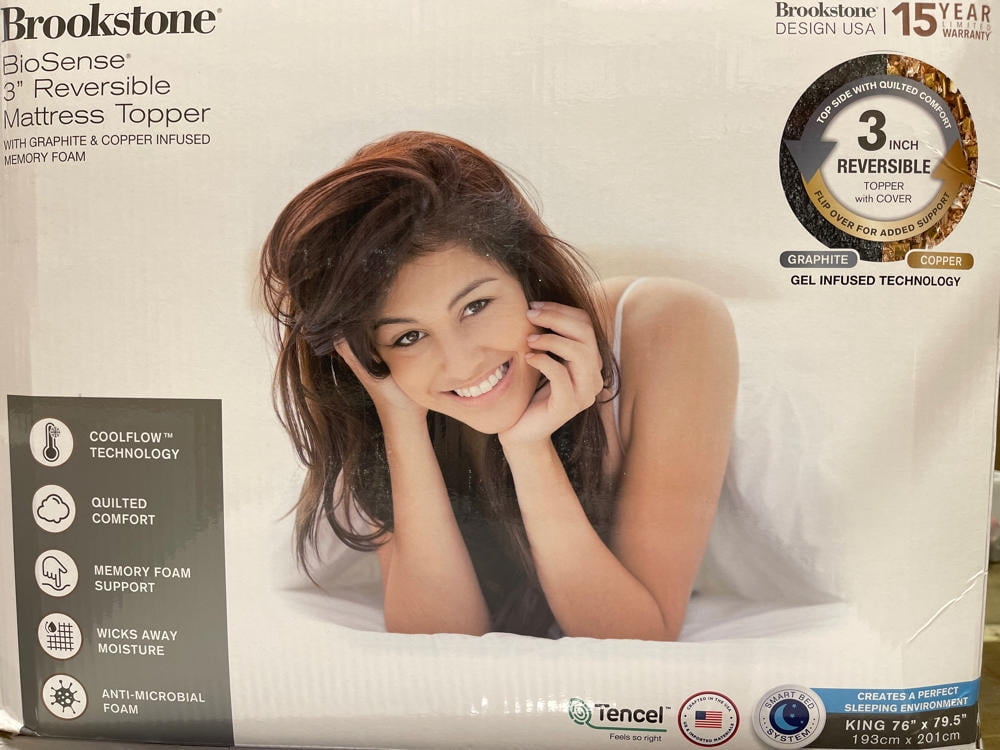 brookstone biosense 3 inch mattress topper