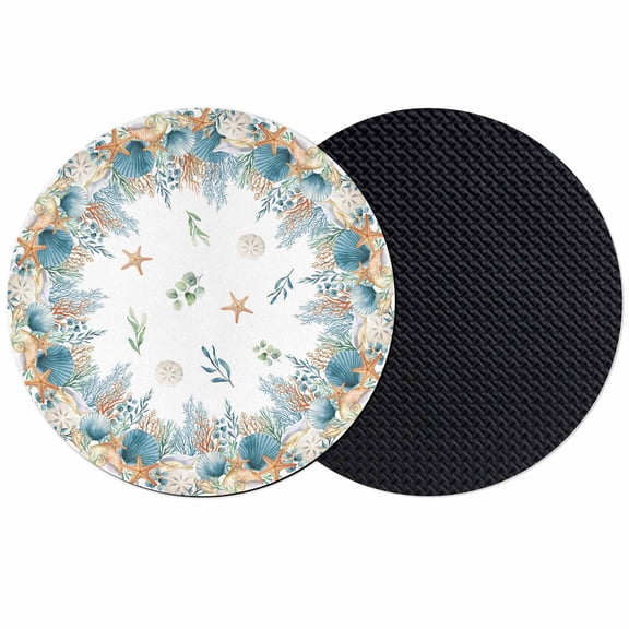 Beach Coastal Coasters Set of 2, Absorbent Coasters for Drinks, Summer Beach Starfish Coral Shell Coaster for Desk Coffee Table Protection, Home Decor House Warming Gifts 4"