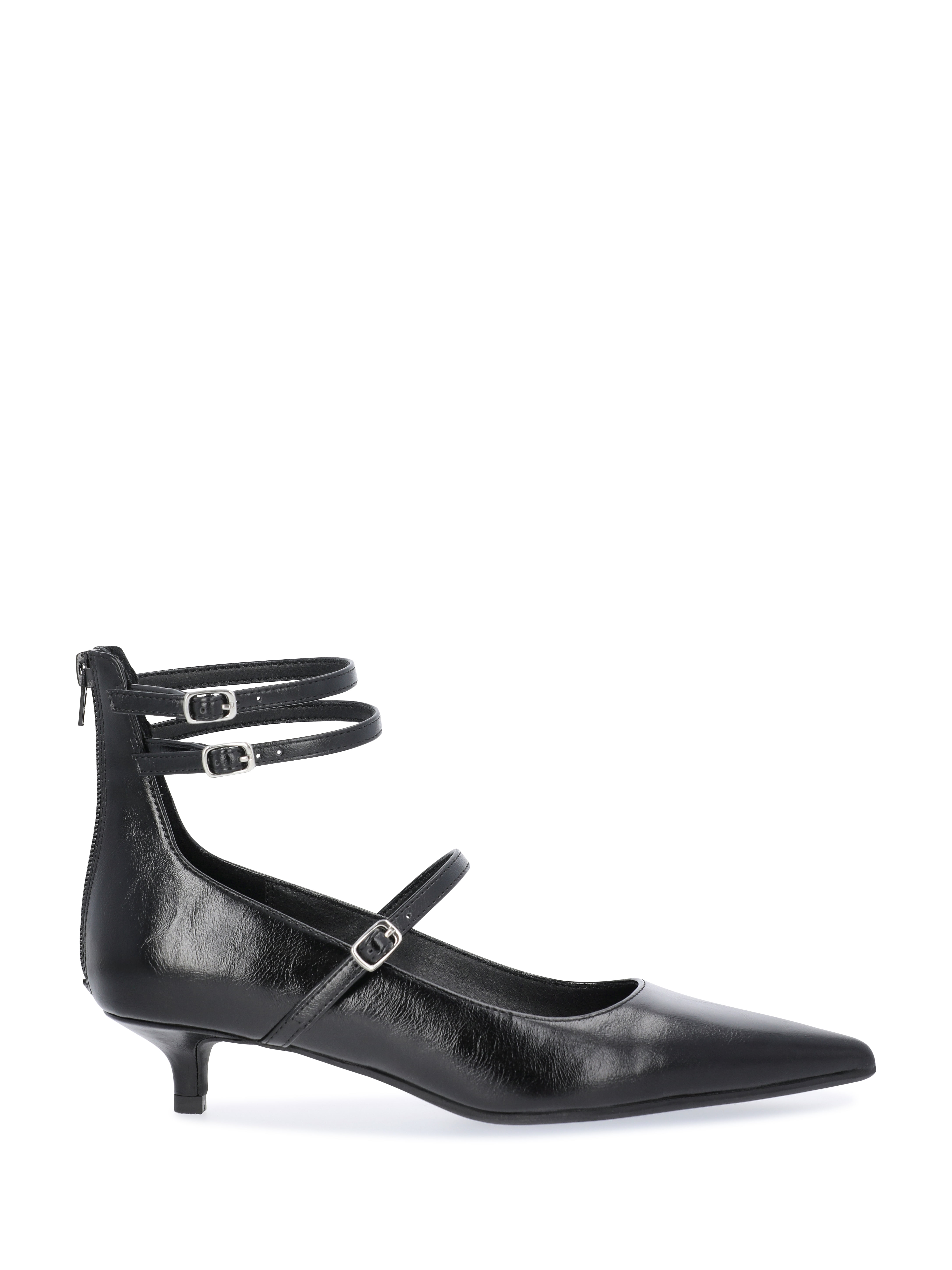 Scoop Women's Faux Leather Pointed Toe Strappy Kitten Heel Shoes