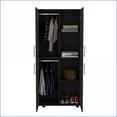 thumbnail image 6 of Armoires & Wardrobes | 70.8" 4-Door Black Wardrobe Closet with 6 Shelves & 2 Hanging Rods | Particle Board, 6 of 7