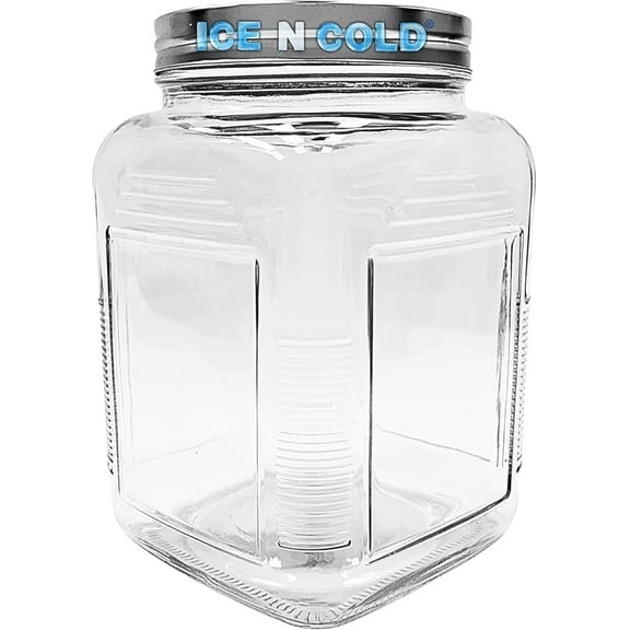 ICE N COLD 3-Liter Glass Storage Jar – 0.79 Gallon, 101 Oz, with Brushed Aluminum Lid (1)