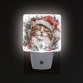 thumbnail image 3 of Happy Cat with Christmas Wreath LED Night Light Sensor Lamp Plug-in Adjustable Brightness 2 Pack, 3 of 7