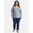thumbnail image 3 of Terra & Sky Women's Plus Size V-Neck Tee with Long Sleeves, Sizes 0X-5X, 3 of 5