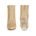 thumbnail image 5 of BLISSFUL STEP Women's Ankle Boots Clear Block Heel Sparkly Glitter Pointed Toe Boots Gold 9.5, 5 of 6