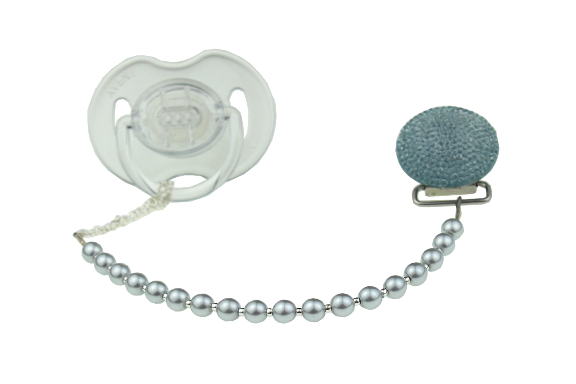 Sparkly Glitter Crystal with Swarovski Crystals & Matching Pearl Pacifier Clip