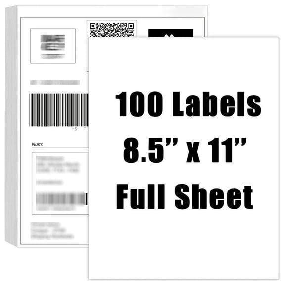 MFLABEL-100 Full Sheets Shipping Labels – 8.5" x 11" for Laser/Ink Jet Printer Self Adhesive Blank White