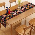 thumbnail image 5 of Mantel de lino con diseño de calavera de azúcar mexicana para el hogar, la cocina y el comedor (13 x 72 pulgadas), 5 of 5