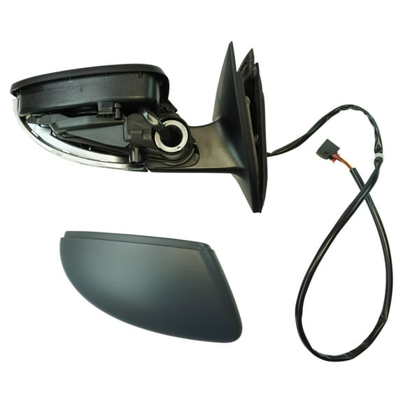 TRQ Exterior Power Heated Turn Signal Mirror Black Smooth RH Side for Passat New MRA06825