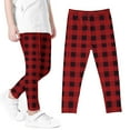 thumbnail image 2 of VERUGU Girls Leggings Kids Plaid Print Pants High Waist Stretchy Soft Tights Spring Fall Leggings for School Wearing Red 7 Years, 2 of 4