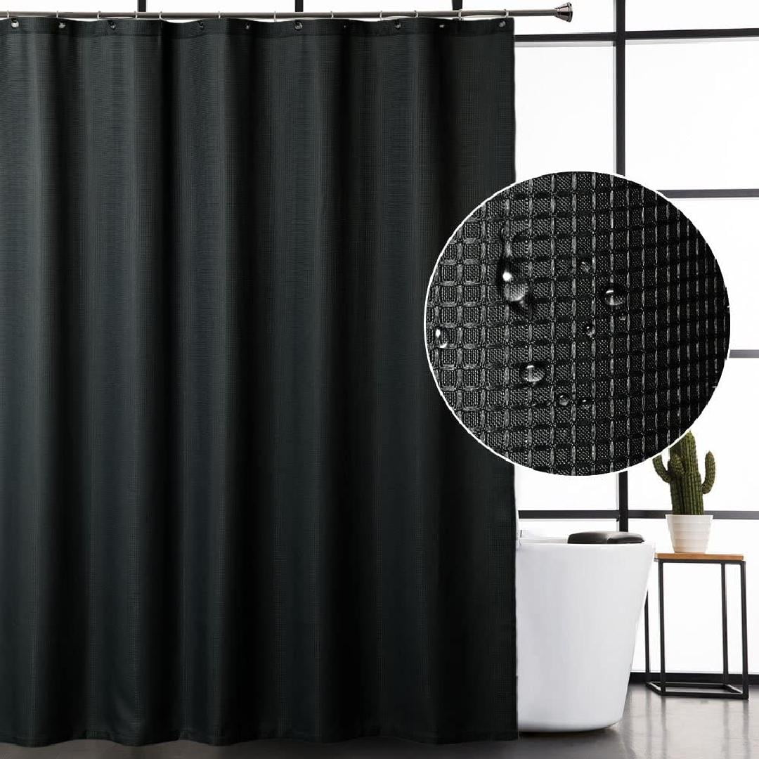 Extra Long Shower Curtain 96 Inch Length, Waffle Weave Polyester Fabric