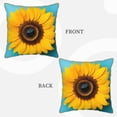 thumbnail image 3 of Haiem Golden Sunflower in Blue Print Velvet Soft Solid Decorative Square Throw Pillow Covers Set with Elegant Piping Christmas Cushion Case for Sofa Bedroom Car-16"x16", 3 of 8
