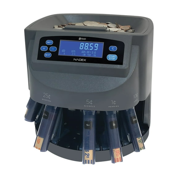 Nadex Coins S540 Coin Counting Sorter and Coin Roll Wrapper, NCS8-1109