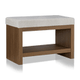 thumbnail image 1 of Bouclair Oatmeal Fabric and Wood Bench with Shoe Rack, 1 of 3