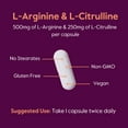 thumbnail image 6 of L-Arginine L-Citrulline 500mg / 250mg (240 Vegetarian Capsules) - No Stearates - No Dicalcium Phosphate - Vegan - Non GMO - Gluten Free, 6 of 7