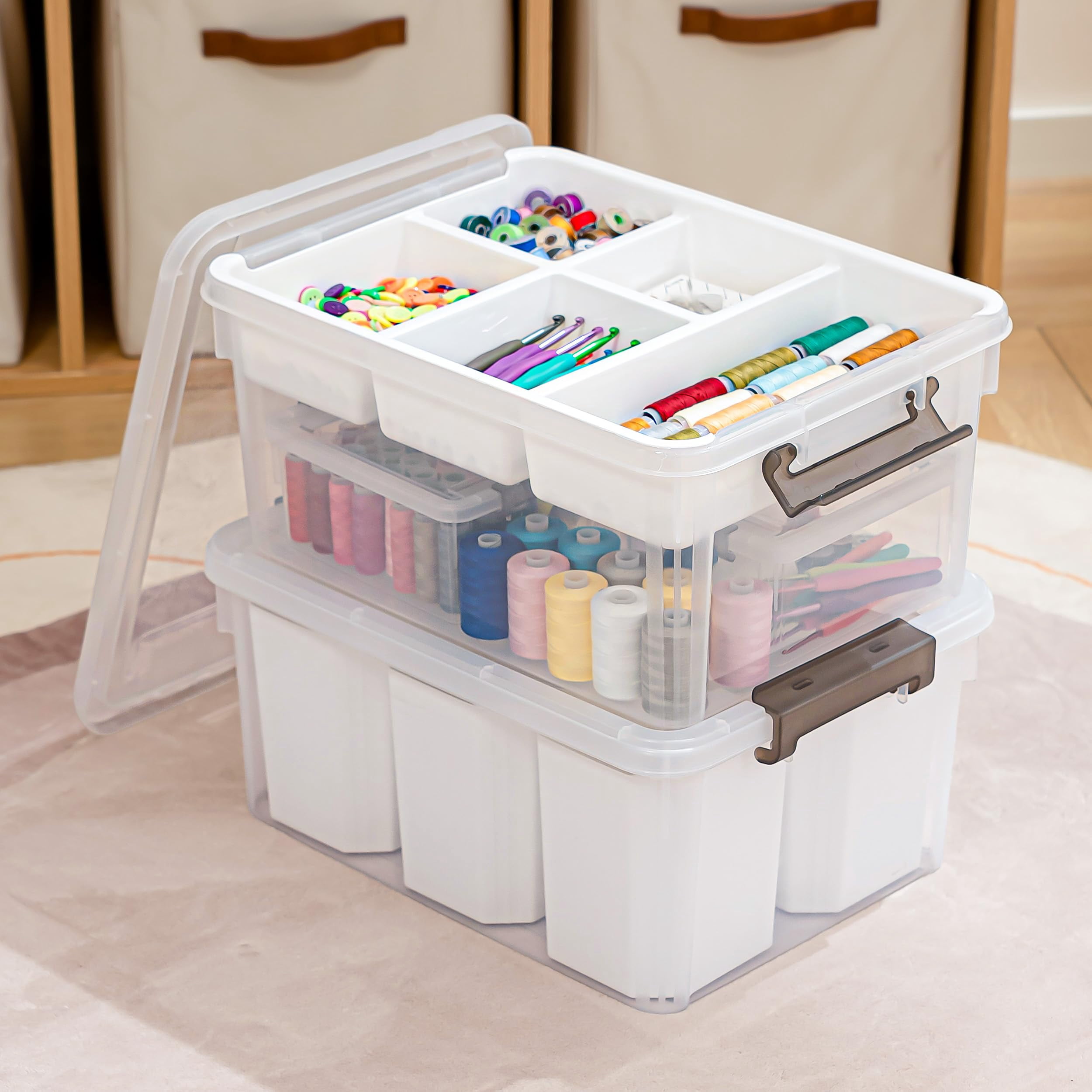 Craft Organizers  2 Pack-17 Qt Clear White
