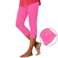 thumbnail image 5 of Capri Leggings Womens Knee and Ankle Length Leggings for Petite Women Plus Size Pull on Stretch Summer Lightweight Pants Hot Pink S, 5 of 6