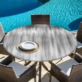 thumbnail image 6 of Grey Round Tablecloth, Fitted Table Cover with Elastic for 45"-54" Round Tables, Modern Abstract Art Ombre Striped Table Cloth Outdoor Indoor Dinning Party Waterproof Tablecloths, 6 of 7