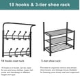 thumbnail image 3 of Hallway Coat Rack With Bottom 3-Tier Shoe Bench, Standing Metal Hall Tree Garment Rack Storage Shelf with 18 Hooks, 3 of 7
