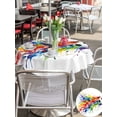 thumbnail image 5 of Outdoor Tablecloth with Umbrella Hole for Patio/Picnic/Party/Camping, Football Colorful Splash Waterproof Table Cloth Round Cover Washable, Modern Abstract Art Oil Painting (Dia 60"), 5 of 9