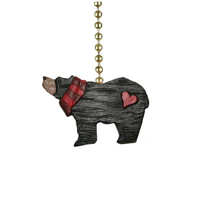 

Black Bear with Red Heart and Plaid Scarf Ceiling Fan Pull or Light Pull Chain