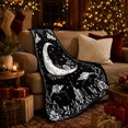 thumbnail image 3 of Black white crescent moon face Flannel Blanket for bedroom study living room reading nook Home Decor magic celestial cloud floral border art Gift for moon lovers, 3 of 9