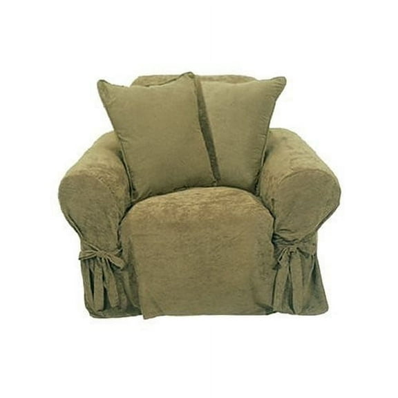 classic slipcovers heavy microsuede chair slipcover, sage