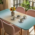 thumbnail image 3 of Teal Ombre Table Cloths for 6 Foot Rectangle Tables, Modern Yellow Gradient Farmhouse Art Patio Waterproof Elastic Fitted Tablecloths, Washable Rectangular Table Cover for Camping, 3 of 8