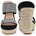 thumbnail image 2 of BLISSFUL STEP Sandales Compensées Noires à Plateforme avec Strass pour Femmes 10 m US, 2 of 6