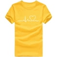 thumbnail image 4 of VgaVtl Women Clothes Short Sleeve Yellow Crew Neck T-Shirt Casual Loose Print Tops, 4 of 8