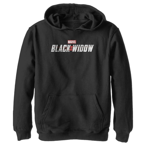 Boy's Marvel Black Widow Movie Logo  Pull Over Hoodie Black Large