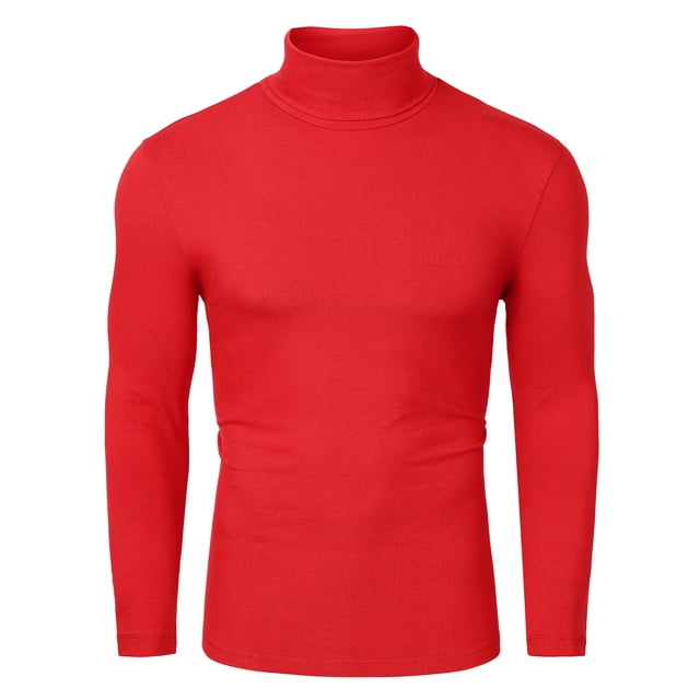 CamisePaHombres De Mangas Largas Cuello De Cisne Ajuste Delgado Casual Rojo 56