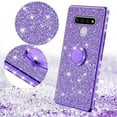 thumbnail image 3 of LG Stylo 6 Glitter Phone Case, Ring Kickstand Girls Women Diamond Sparkly Case for Cover for LG Stylo 6 - Purple, 3 of 5