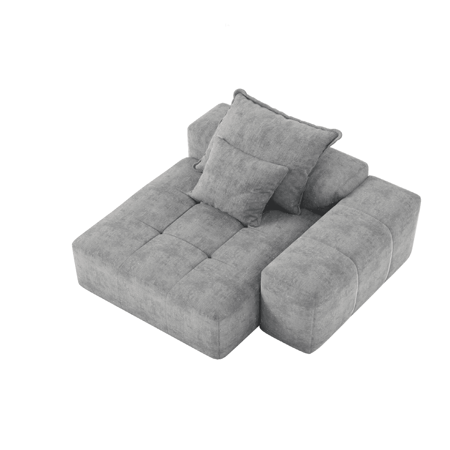 Demi Bonn 56" Modern Oversized Modular Sectional Sofa for Living Room, Chenille Fabric Couch with Cushion, 2 Plush Pillows, No Assembly Needed, Gray