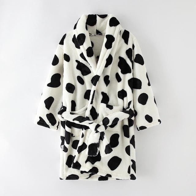 RXIRUCGD Robe de Nuit en Flanelle pour Enfants, Peignoir Imprimé à la Mode, Tenue Décontractée ( Blanc, Taille : 4 Ans )